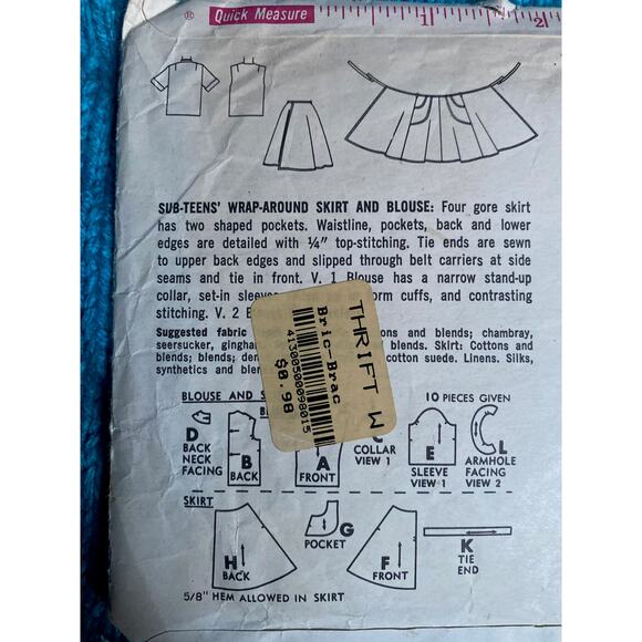 Simplicity Sewing pattern 4912 Girls wrap top 1950s size 8 - Picture 4 of 5